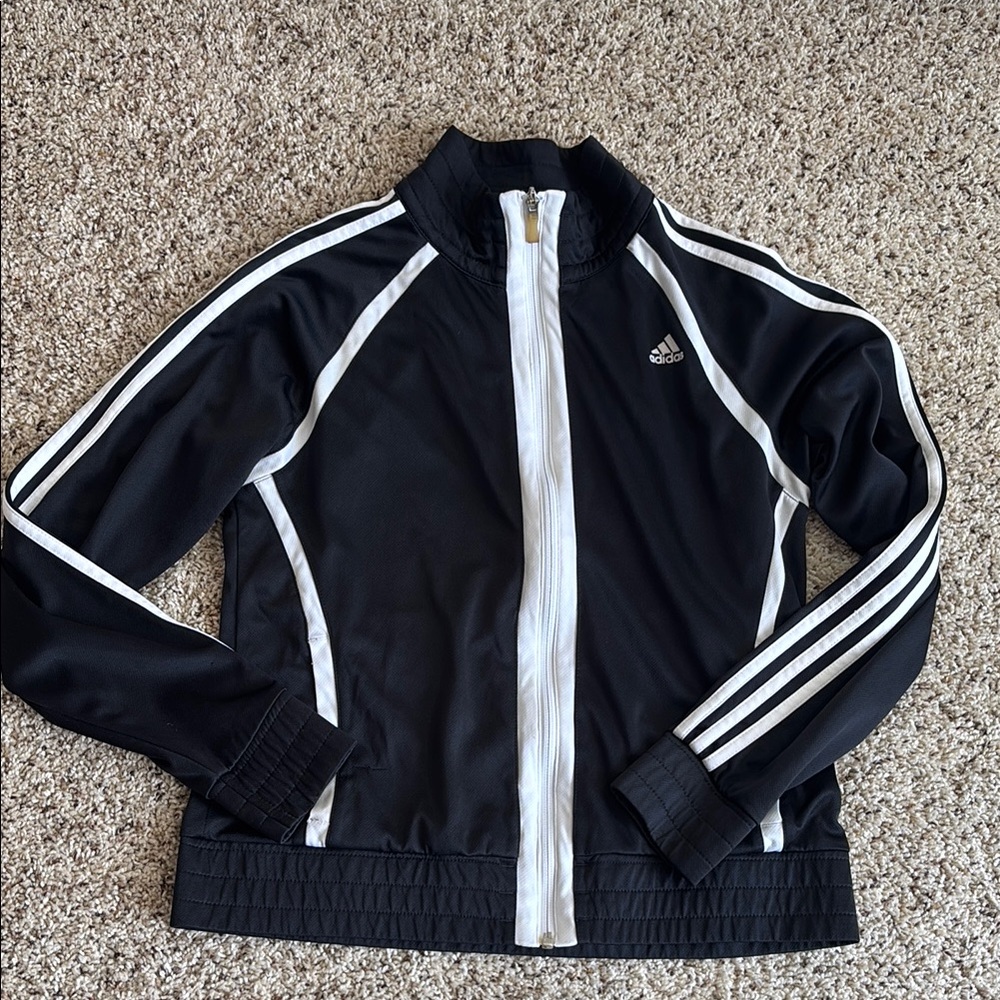 Adidas Jacket Black White Size XS Track Zip Up